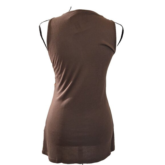 Y2K French Connection Sequined Babydoll Tank Top Sz S Brown Forest Fairy NWT - Picture 4 of 7